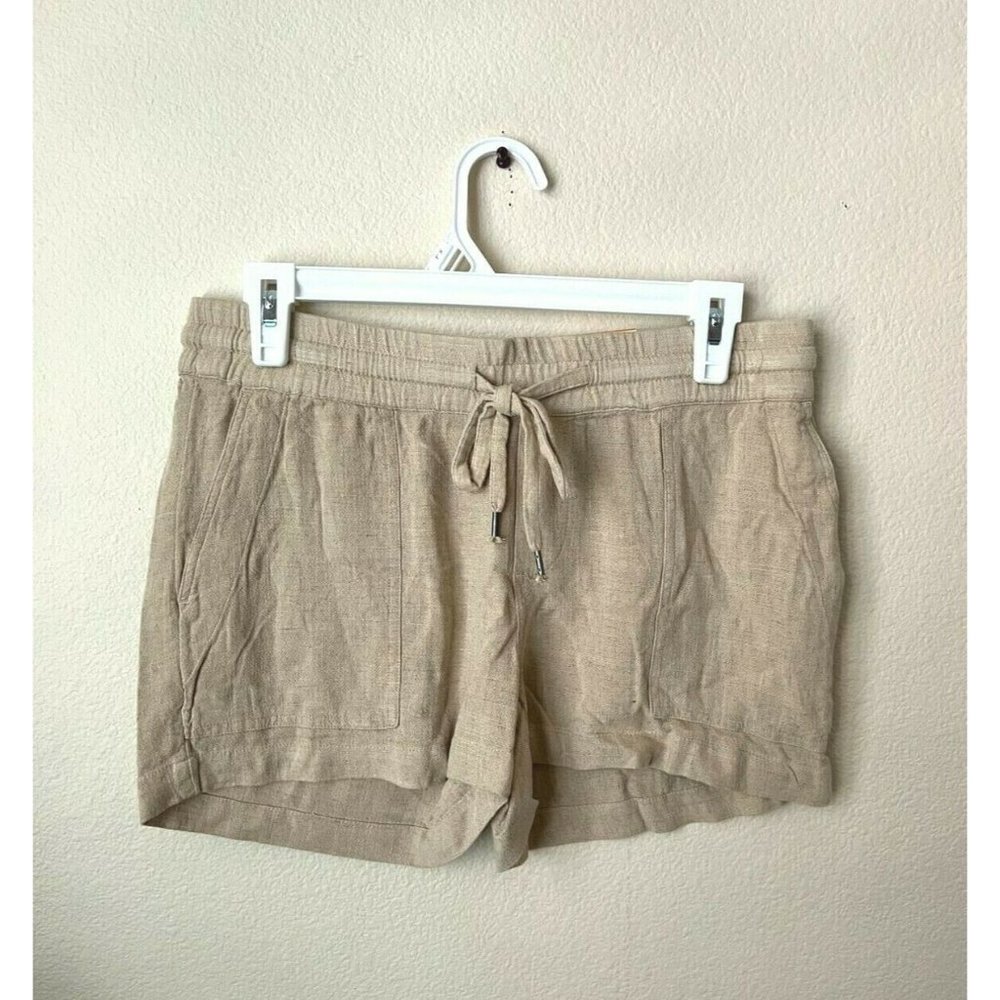 🌸 Style&Co. Womens Petite PS Shorts Bottoms Beige Mid Rise Elastic Waist